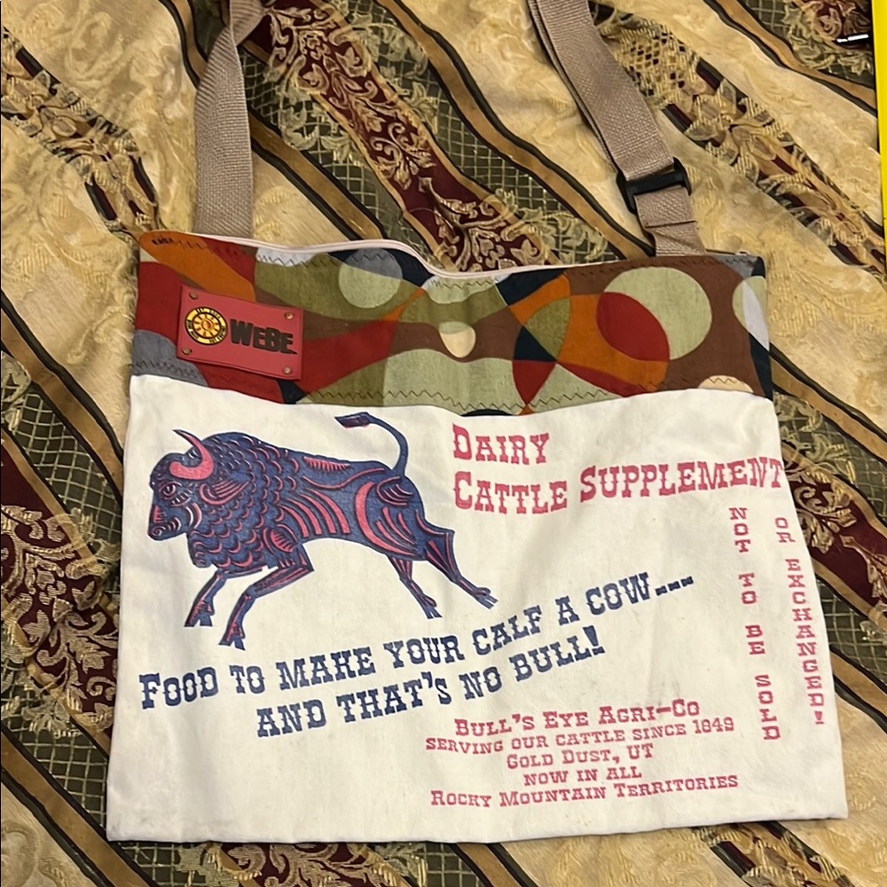 🔥Colorful Canvas Bull Print Shoulder tote Bag UNIQUE TOTE!! - Picture 1 of 5